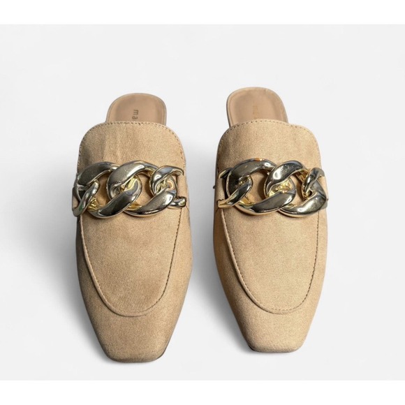 Madden Girl Women's Tan Faux Leather Squireee Mule Gold Chain Size 8.5 - Picture 5 of 8